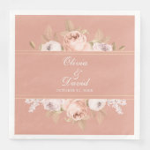 Boho Roze Pioenrozen Trouwfeest Servet (Voorkant)