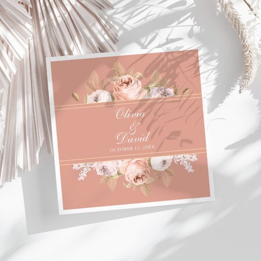 Boho Roze Pioenrozen Trouwfeest Servet