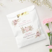 Boho Roze Pompoen 1e Verjaardag Dank Je Bedankzakje (Gezegeld)