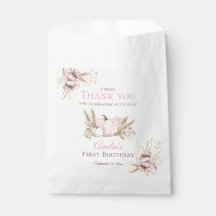 Boho Roze Pompoen 1e Verjaardag Dank Je