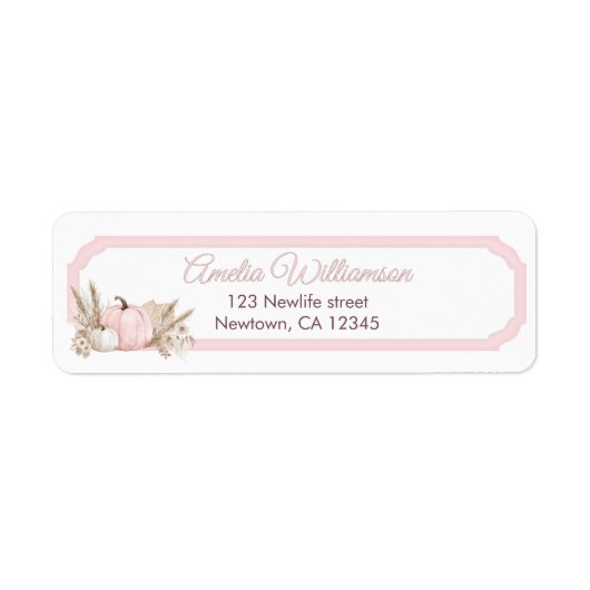 Boho Roze Pompoen 1e Verjaardag Etiket (Voorkant)