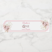 Boho Roze Pompoen 1e Verjaardag Water Waterfles Etiket (Enkel label)