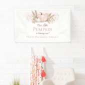 Boho Roze Pompoen 1e Verjaardag Welkom Spandoek (Insitu)