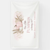 Boho Roze Pompoen 1e Verjaardag Welkom Spandoek (Verticaal)