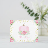Boho roze pompoen Baby shower dank u kaart (Staand voorkant)
