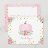 Boho roze pompoen Baby shower dank u kaart (Voorkant / Achterkant)