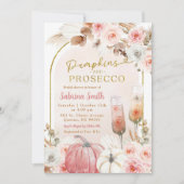 Boho Roze Pompoen en Prosecco Bruidsfeest Kaart (Voorkant)