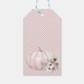 Boho Roze Pompoen Gingham 1e Verjaardag Cadeaulabel (Achterkant)
