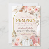 Boho Roze Pompoen Herfst Baby Shower Kaart (Voorkant)