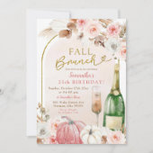 Boho Roze Pompoen Herfst Brunch Verjaardagswijn Kaart (Voorkant)