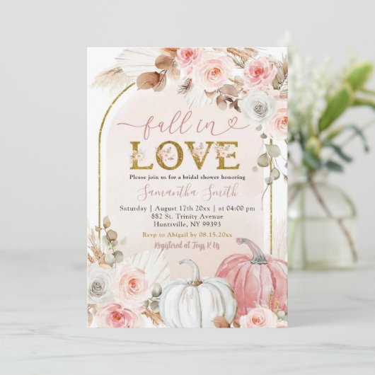 Boho roze pompoen herfst in liefde Vrijgezellenfee Kaart (Staand voorkant)