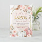 Boho Roze Pompoen Verliefd Bruiloft Feest Kaart (Staand voorkant)