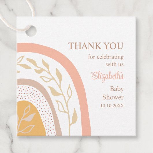 Boho roze regenboog Baby shower dank u Bedankjes Labels (Voorkant)