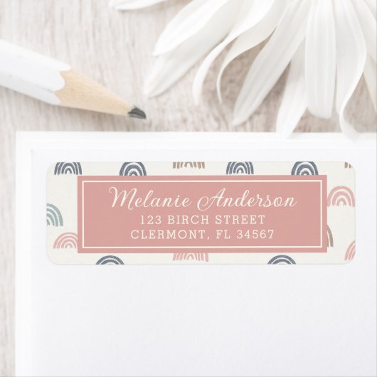 Boho roze regenboog Baby shower retouradres Etiket (Insitu)