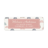 Boho roze regenboog Baby shower retouradres Etiket (Voorkant)