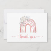 Boho Roze Regenboog met Witte Rozen Bedankkaart (Voorkant)
