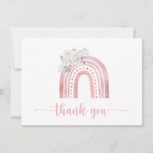 Boho Roze Regenboog met Witte Rozen Bedankkaart