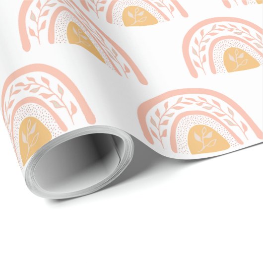 Boho roze regenboog patroon cadeaupapier (Rol Hoek)