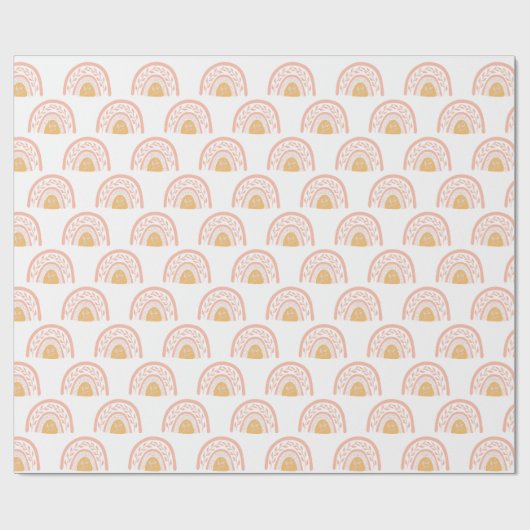 Boho roze regenboog patroon cadeaupapier (Vlak)