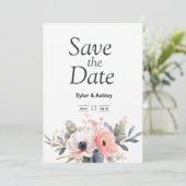 Boho Roze & Rode Roos Elegante Trouw Kaart (Staand voorkant)