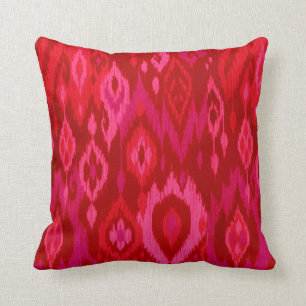 Boho Roze rode roze fuchsia Ikat Tribal Tapestry Kussen