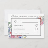 Boho Roze Roos Bloemen Waterverf Trouwen RSVP Kaar (Achterkant)