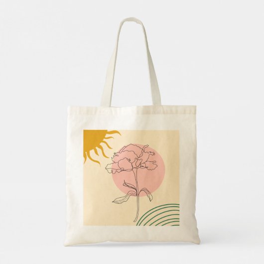Boho roze Roos en zon Tote Bag (Achterkant)