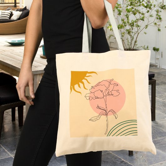 Boho roze Roos en zon Tote Bag