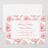 Boho Roze Rose Bloemen Waterverf - Bruiloft Kaart (Voorkant / Achterkant)