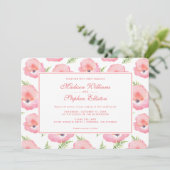 Boho Roze Rose Bloemen Waterverf - Bruiloft Kaart (Staand voorkant)