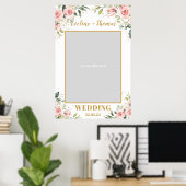 Boho roze roze bloem goud bruiloft foto prop poster (Thuiskantoor)