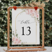 Boho Roze Roze Bloemenboog Tafelnummer