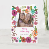 Boho roze roze moederdag tekening kaart (Voorkant)