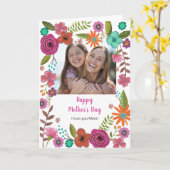 Boho roze roze moederdag tekening kaart (Gele Bloem)