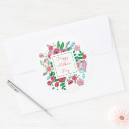 Boho roze roze moederdag tekening ronde sticker