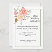 Boho Roze Rozen,  30e Verjaardag Kaart (Voorkant)