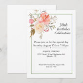 Boho Roze Rozen,  30e Verjaardag Kaart (Voorkant / Achterkant)