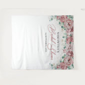 Boho roze rozen bloemig gouden bruidsdouche wandkleed (Voorkant (horizontaal))