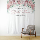 Boho roze rozen bloemig gouden bruidsdouche wandkleed (In situ)