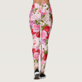  boho roze rozen florale tropische flamingo leggings (Achterkant)