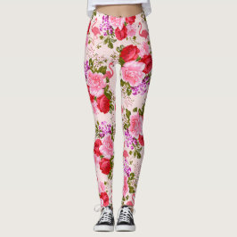 boho roze rozen florale tropische flamingo leggings