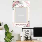 Boho roze rozen goud baby shower foto prop poster (Thuiskantoor)