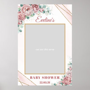 Boho roze rozen goud baby shower foto prop poster