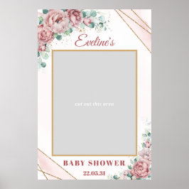 Boho roze rozen gouden baby shower foto prop poster