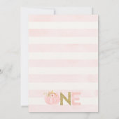 Boho Roze Rustieke Herfst Pompoen 1e Verjaardag Kaart (Achterkant)