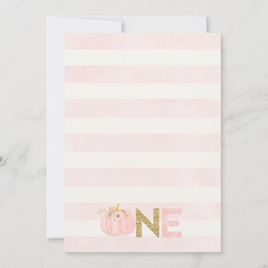 Boho Roze Rustieke Herfst Pompoen 1e Verjaardag Kaart (Achterkant)