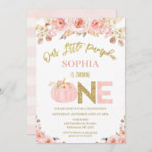 Boho Roze Rustieke Herfst Pompoen 1e Verjaardag Kaart (Voorkant / Achterkant)