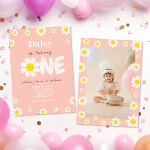 Boho Roze Schattigee Daisy Flowers 1e Verjaardag F Kaart