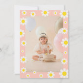 Boho Roze Schattigee Daisy Flowers 1e Verjaardag F Kaart (Achterkant)