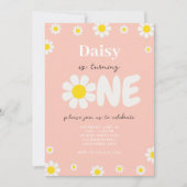 Boho Roze Schattigee Daisy Flowers 1e Verjaardag Kaart (Voorkant)